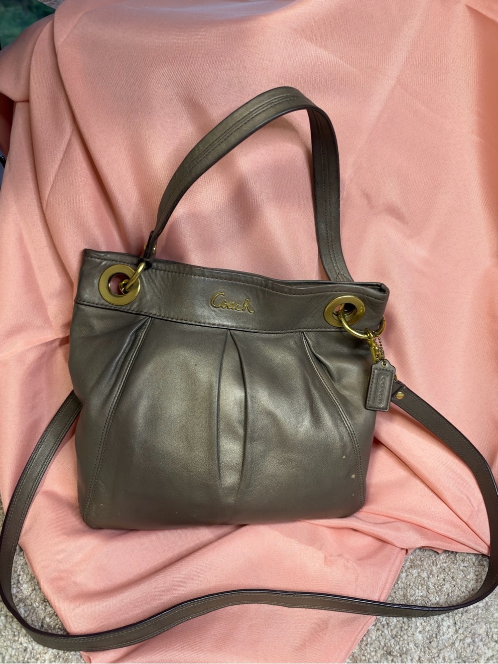 Coach Ashley Leather Hippie F17605 Metallic Bronze 2-Way Shoulder Crossbody Bag